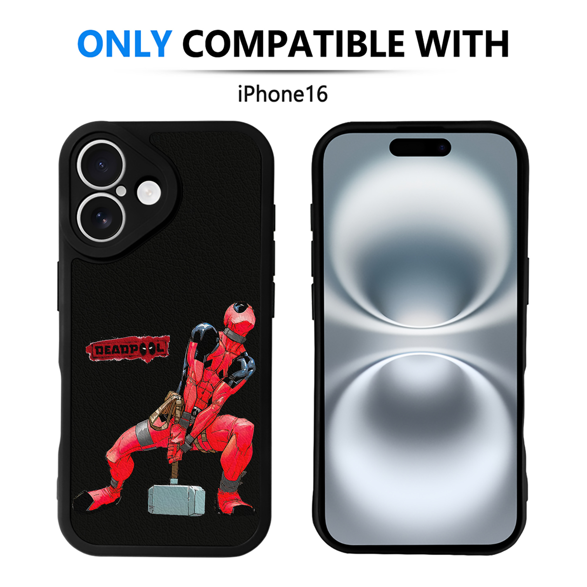 （画像用） Deadpool デッドプール 【iPhone 16シリーズ対応】シリコンスマホケース（レザー調） 材質：シリコン